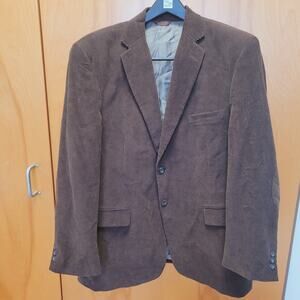 Cianni Cellini Corduroy Blazer Jacket 46R Brown Elbow Patch Lined Preppy Classic